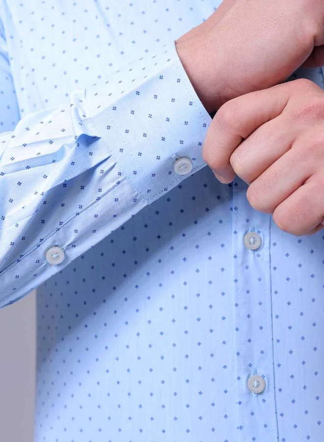 شركة المرآب الهندية Men Slim Fit Ditsy Printed Full Sleeves Cutaway Collar Formal Shirt