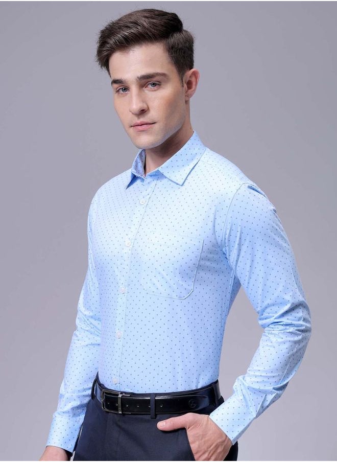The Indian Garage Co Men Slim Fit Ditsy Printed Full Sleeves Cutaway Collar Formal Shirt  - Image 4
