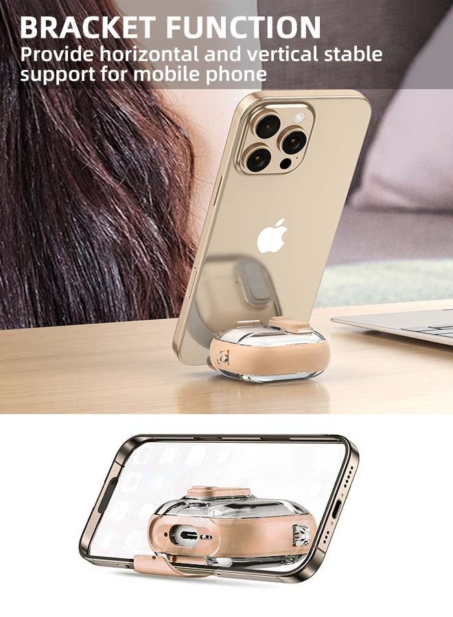 AirPods Pro 3 (2025) Transparent Locking Full Coverage Earphone Case, [All-Round Protection][Wireless&Wired Charging][Anti-Fall Safety Lock][Versatile Bracket Design] Earphone Drop Protection Cover with Anti-Lost Keychain for AirPods Pro 3, Rose Gold - Image 2