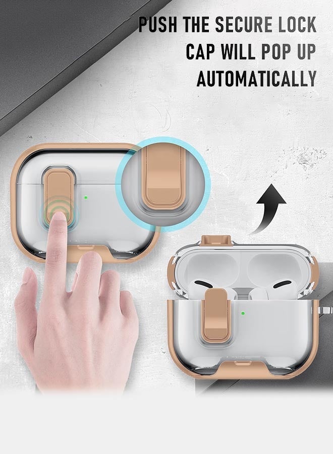 AirPods Pro 3 (2025) Transparent Locking Full Coverage Earphone Case, [All-Round Protection][Wireless&Wired Charging][Anti-Fall Safety Lock][Versatile Bracket Design] Earphone Drop Protection Cover with Anti-Lost Keychain for AirPods Pro 3, Rose Gold - Image 5