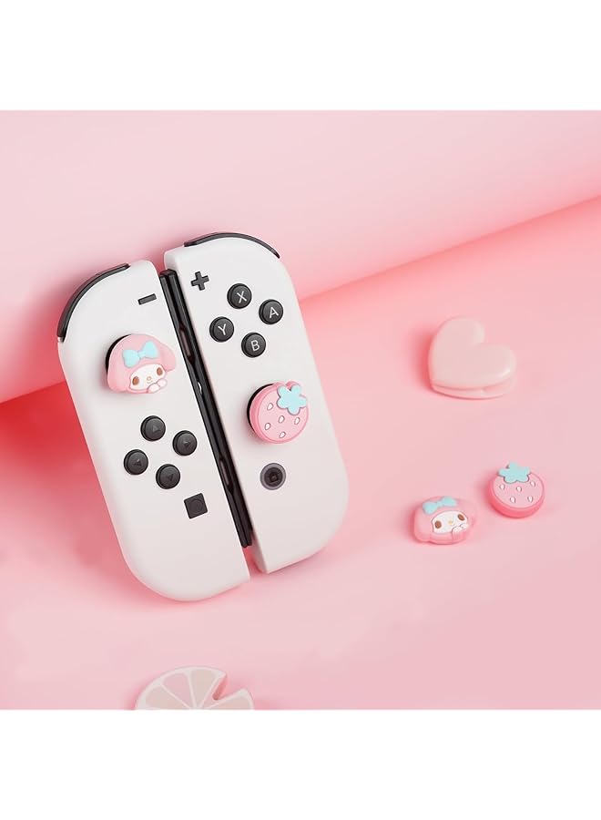 4Pcs Switch Game Console Thumb Grip Caps Soft Silicone Joystick Cover Kawaii Thumbstick Caps Compatible With Switch/Oled/Lite (Pink)  - Image 5