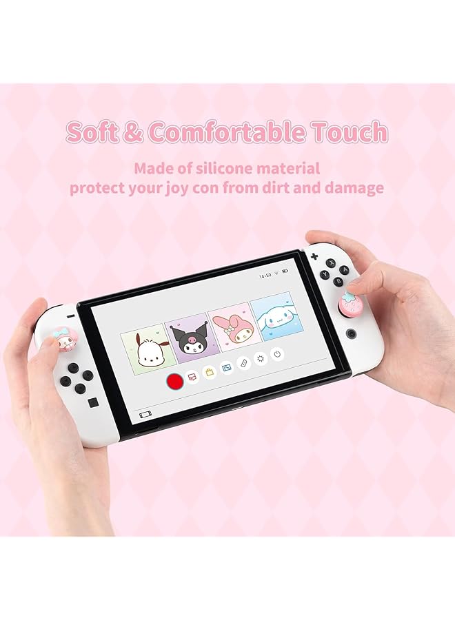 4Pcs Switch Game Console Thumb Grip Caps Soft Silicone Joystick Cover Kawaii Thumbstick Caps Compatible With Switch/Oled/Lite (Pink)  - Image 4