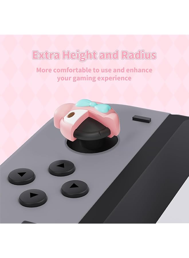 4Pcs Switch Game Console Thumb Grip Caps Soft Silicone Joystick Cover Kawaii Thumbstick Caps Compatible With Switch/Oled/Lite (Pink)  - Image 3