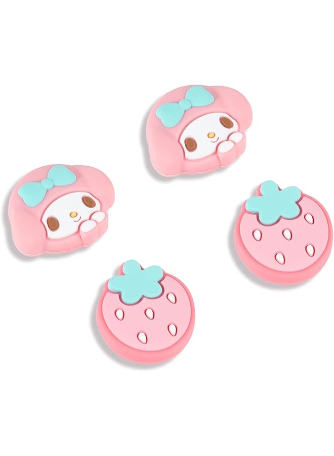 4Pcs Switch Game Console Thumb Grip Caps Soft Silicone Joystick Cover Kawaii Thumbstick Caps Compatible With Switch/Oled/Lite (Pink)  - Image 1