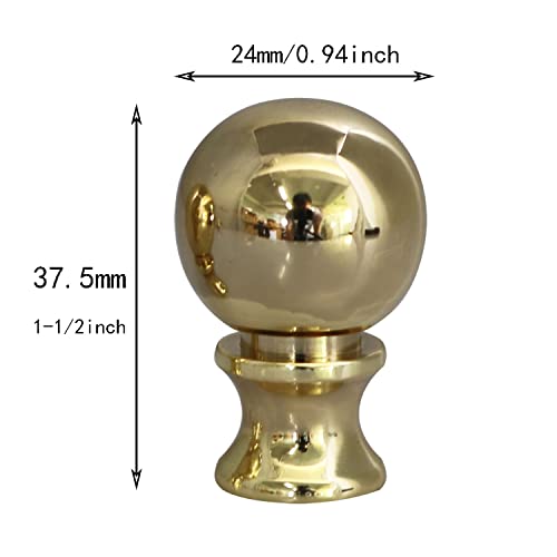 DGBRSM 2PCS 1-1/2 Inch Lamp Finial Small Spherical Lamp Finishes for Lampshades, Polished Brass - Image 2