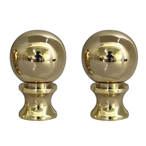 DGBRSM 2PCS 1-1/2 Inch Lamp Finial Small Spherical Lamp Finishes for Lampshades, Polished Brass - Image 1