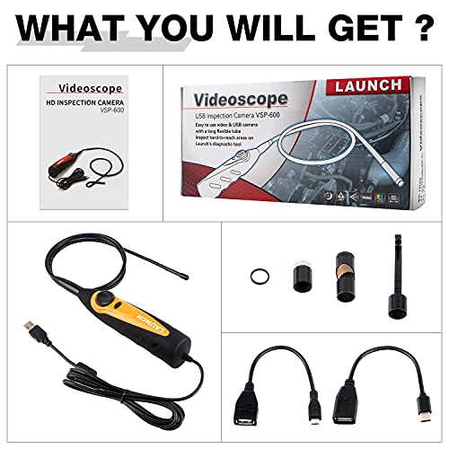 LAUNCH Tech VSP-600 USB Endoscope, 0.21 Inch Snake IP67 Waterproof HD Videoscope Borescope, Suitable for X431 V PRO3S+ Scanner & Android Phone, with 6 Adjustable LED Lights - Image 5