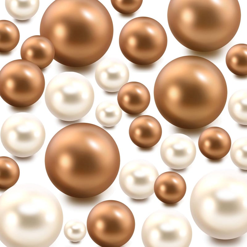 Zsynka 200 Pieces Floating NO Hole Pearls and 10000 Pieces Transparent Water Gels,Floating Pearls for Vases,Pearl Decor,Pearl Decor for Home Weddings Table Party Decor,10/14/ 20mm (Creamy White,Gold) - Image 1