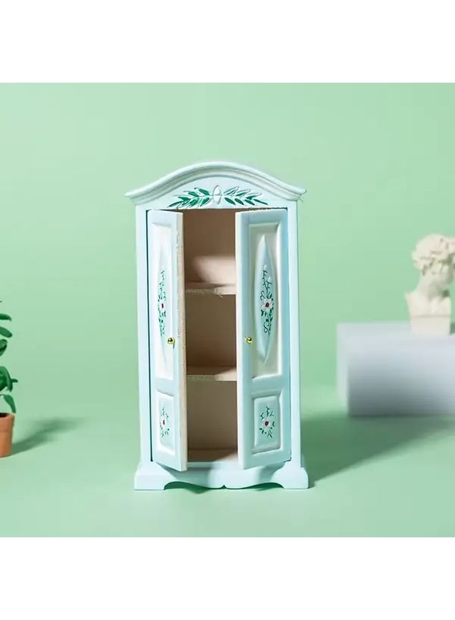 2D Flat Blue And White 1 12 Dollhouse Miniature Bedroom Wardrobe Prop Photography Collectible - Image 1