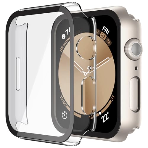 Misxi 2 Pack Hard PC Case with Tempered Glass Screen Protector Compatible with Apple Watch SE 3 (2025) SE 2 SE Series 6 Series 5 Series 4 40mm, Anti-Drop Lightweight Cover for iWatch, 1 Starlight + 1 Transparent - Image 1