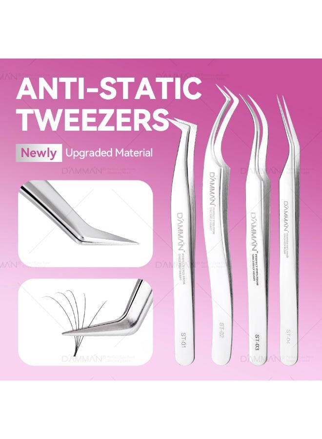 D'AMMA'N Professional Eyelash Extension Tweezers Set 8 Precision Lash Tweezers for Volume Classic Lashes Stainless Steel Beauty T - Image 1