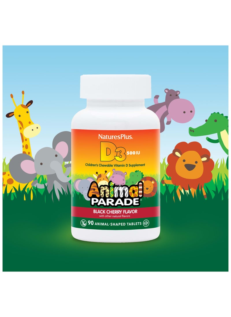 NaturesPlus Animal Parade Vitamin D3 Black Cherry 500 IU, 90 Animal-Shaped Tablets  - Image 2