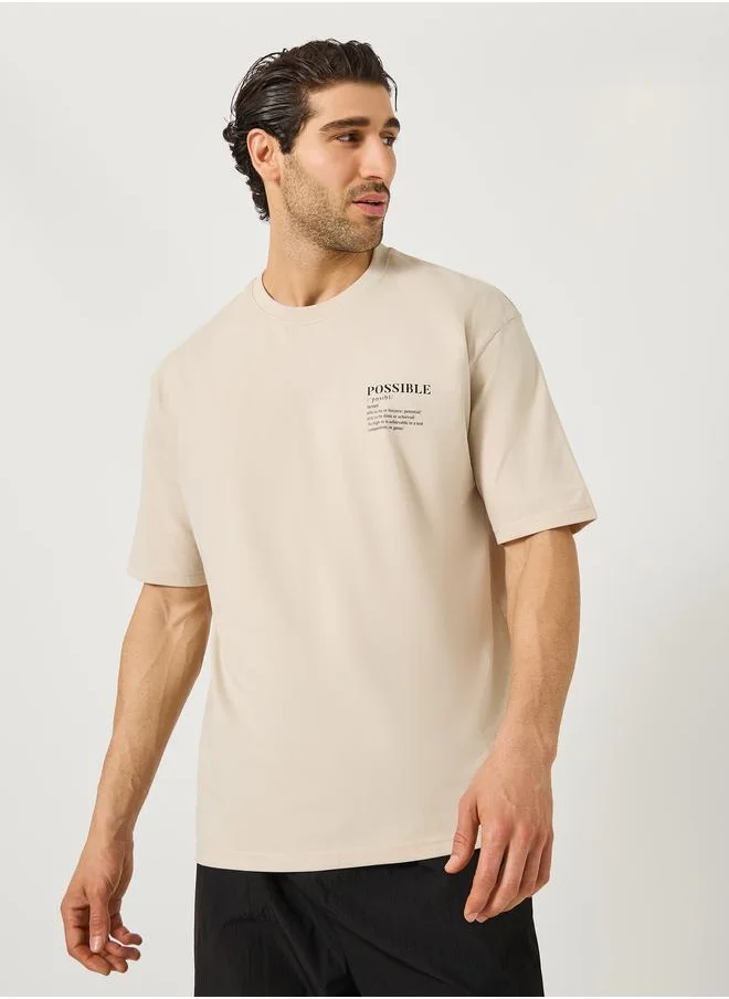 ستايلي Styli Cotton Rich Oversized Possible Slogan Print T-Shirt