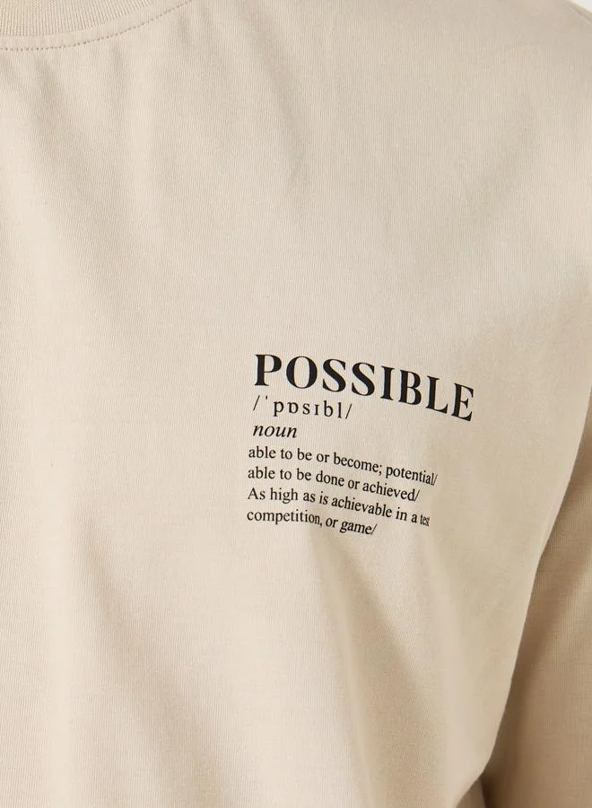 Styli Styli Cotton Rich Oversized Possible Slogan Print T-Shirt