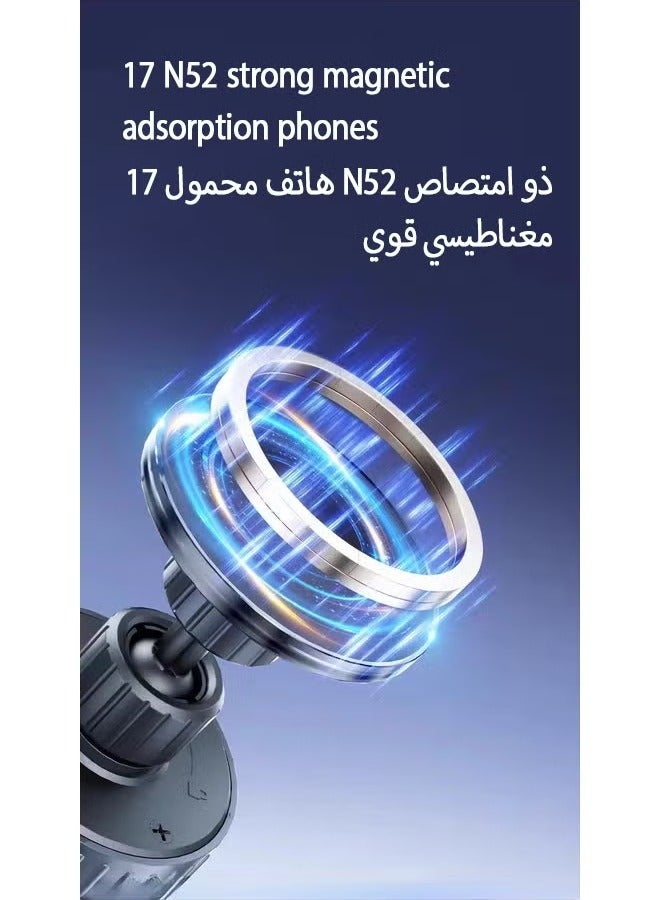 general Wireless Charging Stand - 15W Magnetic Car Mount with Suction Cup, Multi-Angle Rotation,white&black. - Image 4