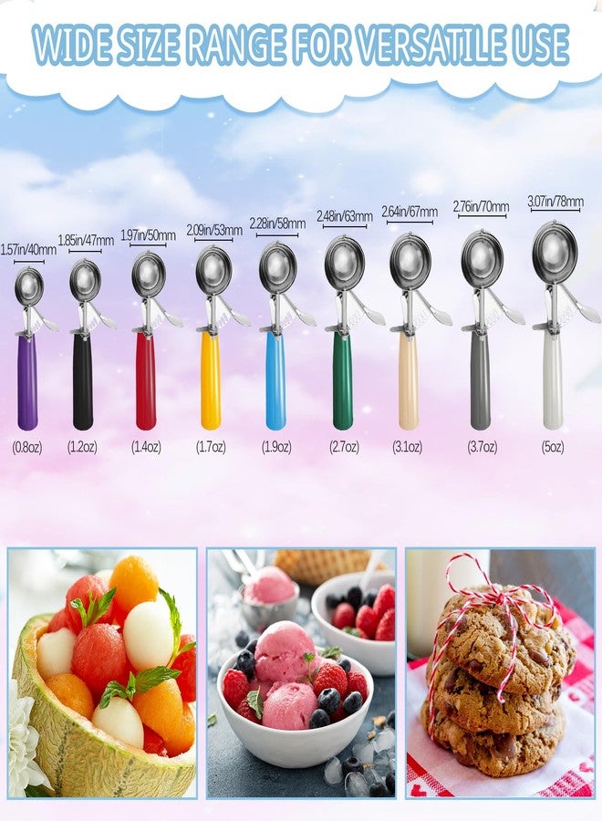 Hsei 9 Pcs Ice Cream Scoops Stainless Steel Cookie Portion Scoop with Handle for Baking Food Cookie Dough Cupcake Batter (Many Color,40mm to 78mm) - Image 2