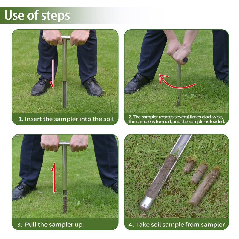 Lichtund Soil Probe 20 Inch with 2 Bags, Soil Sample Probe for Lawn House Plants, T-Handle Soil Sampler Probe Rod, Stainless Steel Soil Test Kits Tool for Soil Sampling - Image 5