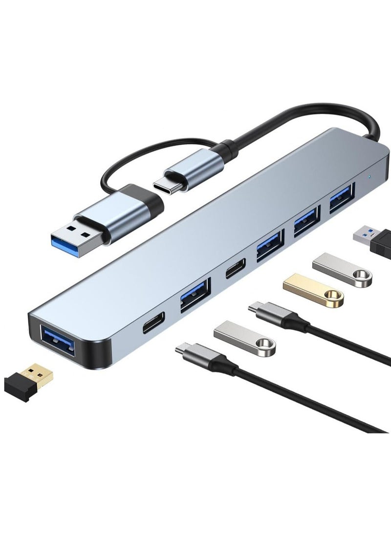 VIUAUAX USB C Hub, Aluminium 7 in 1 USB Extender, USB Splitter with 1 x USB 3.0, 4 x USB 2.0 and 2 x USB C Ports for MacBook Pro Air and Other PC/Laptop/Tablet Devices - Image 1