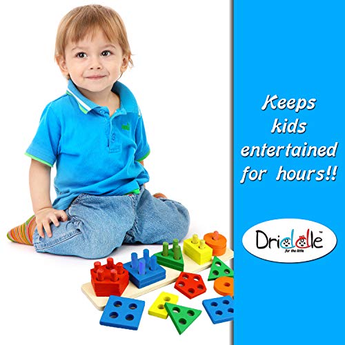 Driddle Wooden Educational Sorting and Stacking Toy - Learn Color and Shape Recognition – Puzzle Blocks Toy for Toddlers – Preschool Children Game – Kids Montessori Education - Image 5