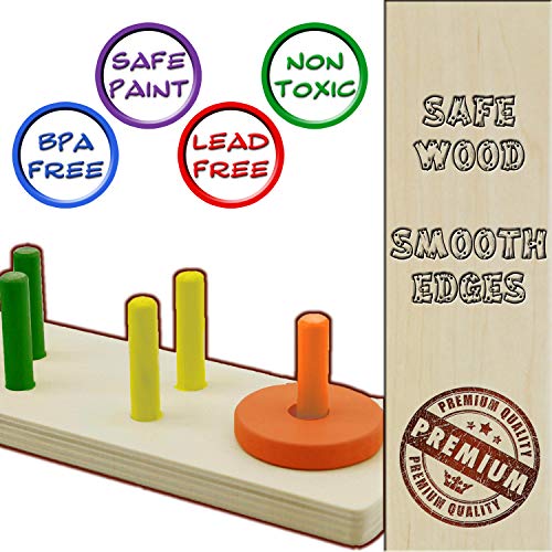 Driddle Wooden Educational Sorting and Stacking Toy - Learn Color and Shape Recognition – Puzzle Blocks Toy for Toddlers – Preschool Children Game – Kids Montessori Education - Image 4
