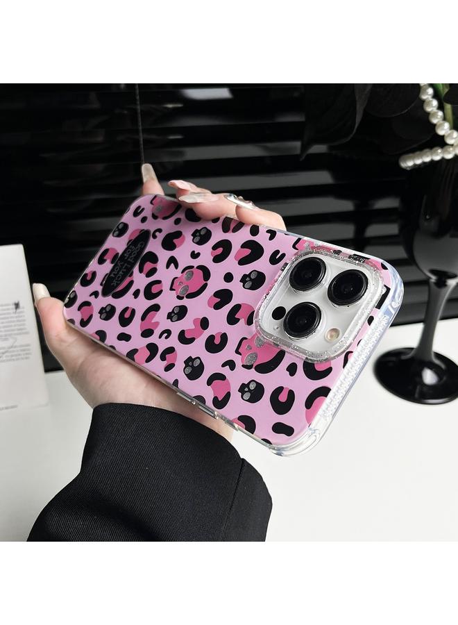 اس-توب جراب لهاتف iPhone 15 Pro بطبعة جلد النمر اللامع من مادة البولي كربونات + جراب هاتف من مادة TPU - Image 4