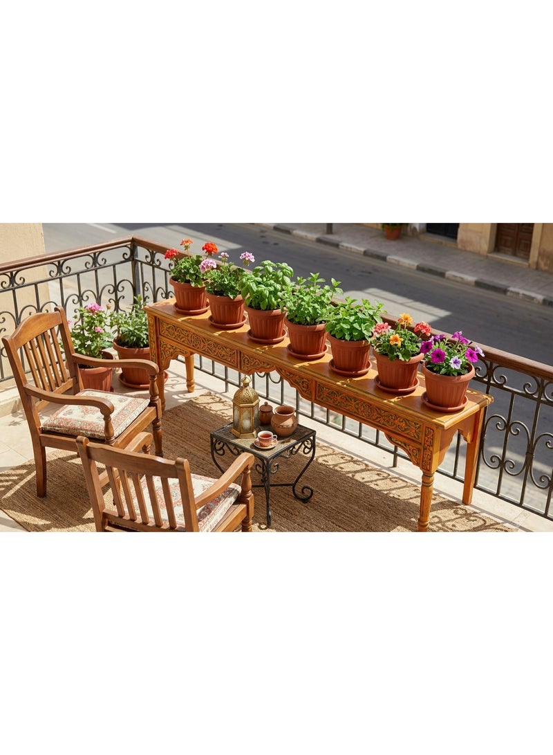 مجموعة أصص زراعة بلاستيك دائرية مع أطباق سفلية للنباتات والزهور والأعشاب - أصيص زرع للأماكن الداخلية والخارجية والزراعة المنزلية- عدد ٤ - مقاس ٢٠ سم - لون  طوبي - Image 3