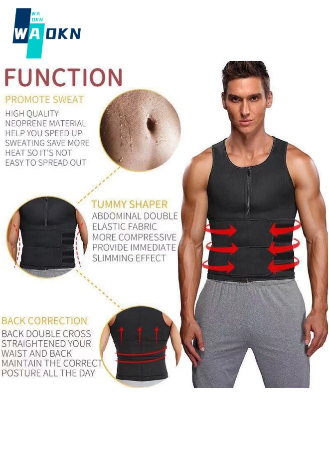 WAOKN Men's Sports Body Shaper Men Waist Trainer Sauna Vest Fitness Corset Abdomen Slimming Body Shaper Belly Reducing Shapewear Shirt Trimmer Belt - Image 5