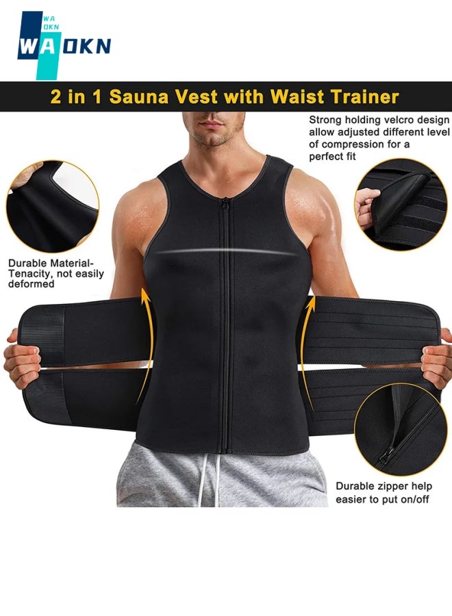 WAOKN Men's Sports Body Shaper Men Waist Trainer Sauna Vest Fitness Corset Abdomen Slimming Body Shaper Belly Reducing Shapewear Shirt Trimmer Belt - Image 2