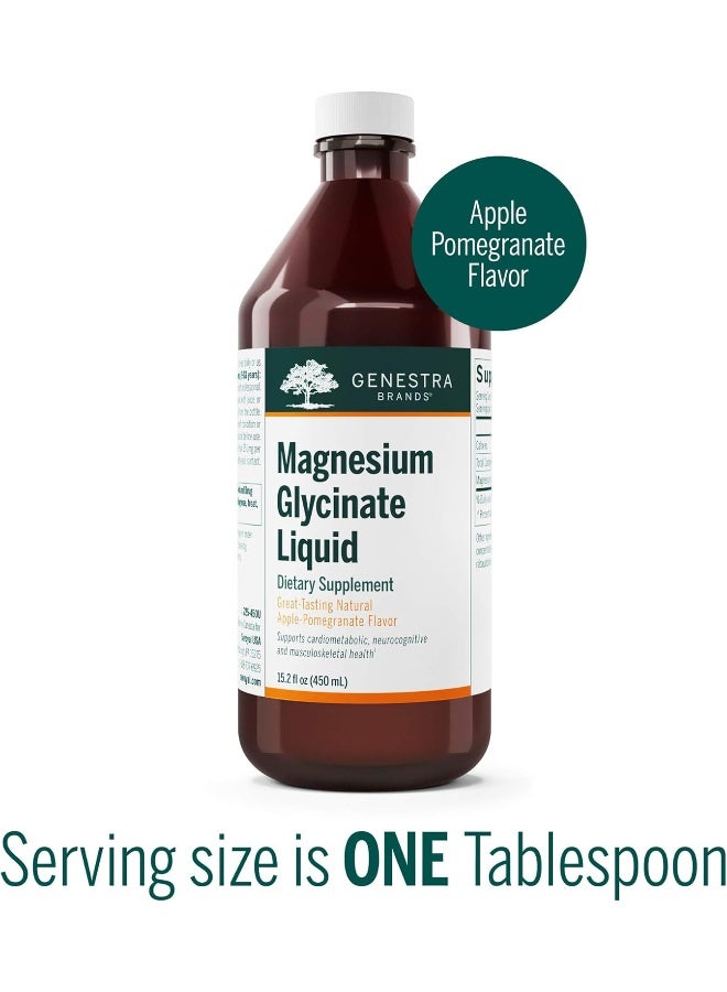Genestra Brands Magnesium Glycinate Liquid, Supports Normal Muscle Function and Helps Metabolize Carbs, Protein And Fat, 15.2 Fl Oz, Apple Pomegranate Flavor - Image 3
