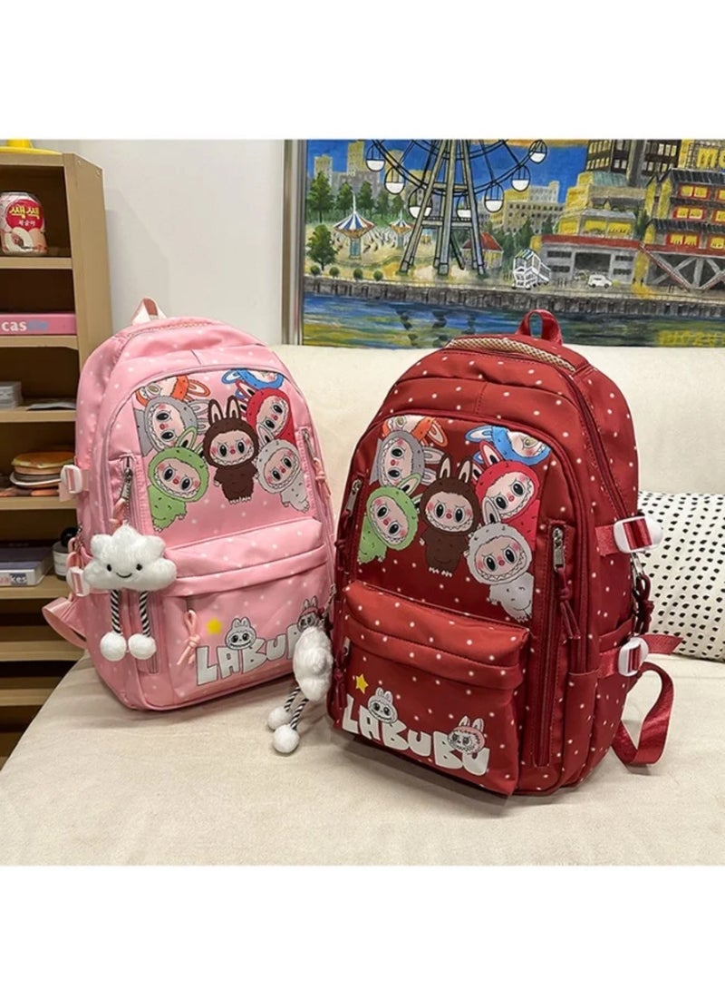 لابوبو Labubus New Large-size Cartoon Backpack Gor Travel, Versatile, Exquisitely Printed, Casual Hand-Held Trendy School Bag For Men And Women 43*30*19CM - Image 4