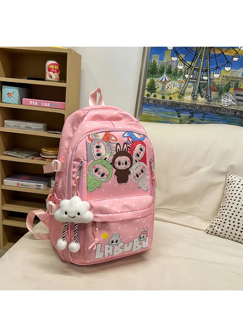 لابوبو Labubus New Large-size Cartoon Backpack Gor Travel, Versatile, Exquisitely Printed, Casual Hand-Held Trendy School Bag For Men And Women 43*30*19CM - Image 2