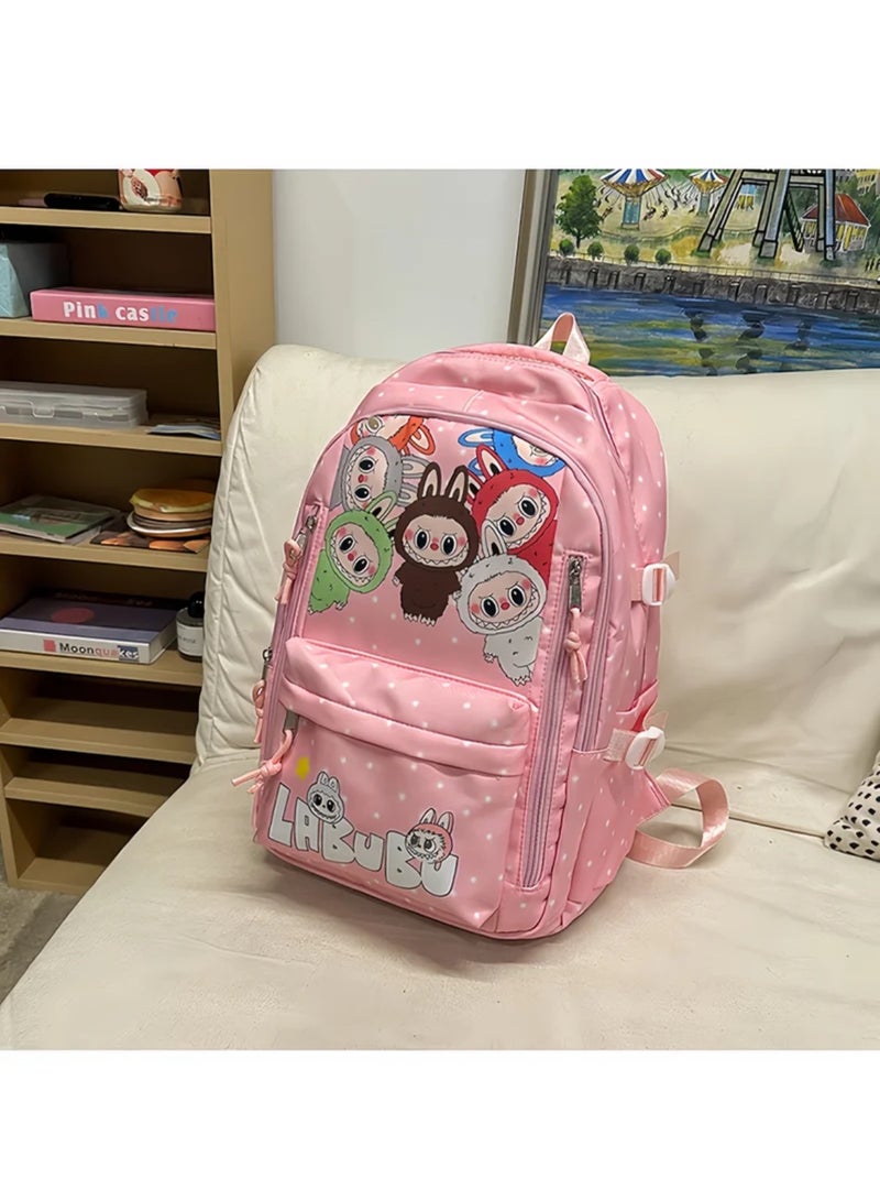 لابوبو Labubus New Large-size Cartoon Backpack Gor Travel, Versatile, Exquisitely Printed, Casual Hand-Held Trendy School Bag For Men And Women 43*30*19CM - Image 3