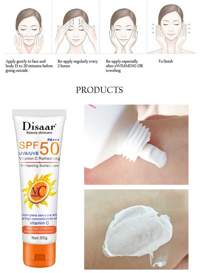 Disaar SPF 50 PA++ VC Full Body Facial Creams Sunscreen,With High Concentration Of Vitamin C,It Has The Effect Of Waterproof Ultraviolet Rays, Concealer And Brightening,Protecting Cream And Controlling Oil - Image 4