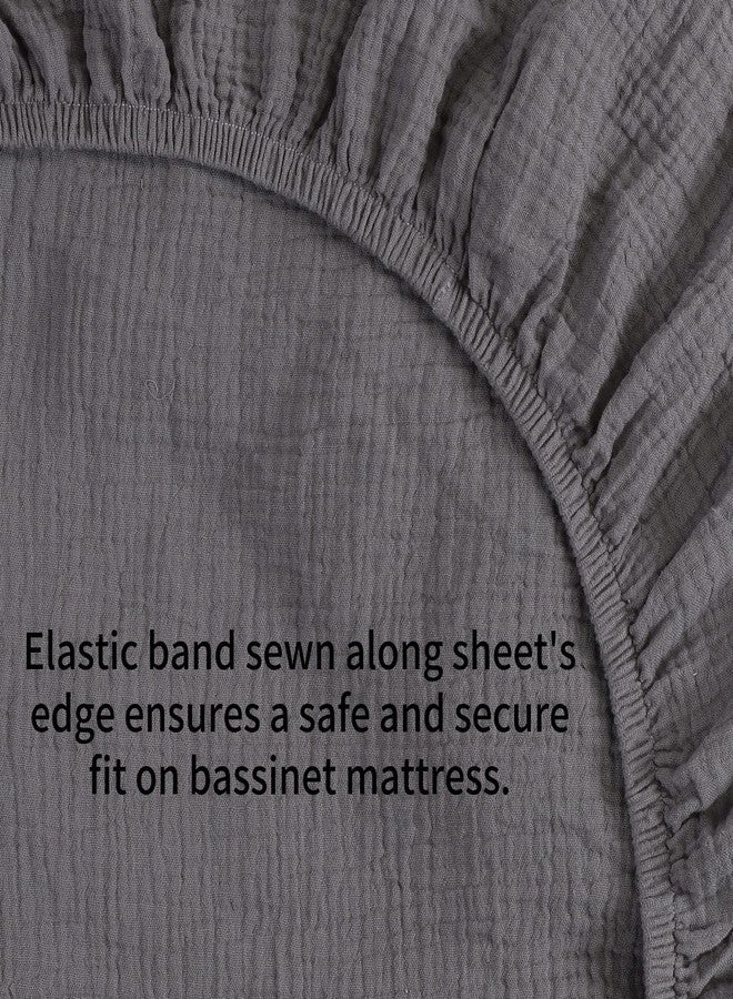 Onacosht Muslin Bassinet Sheets 33" x 19" Compatible with Mika Micky, KoolaBaby (3 in 1), BabyBond, HARPPA and RICUTON Bedside Bassinet, 2 Pack for Baby Boy and Girl, White and Grey - Image 4