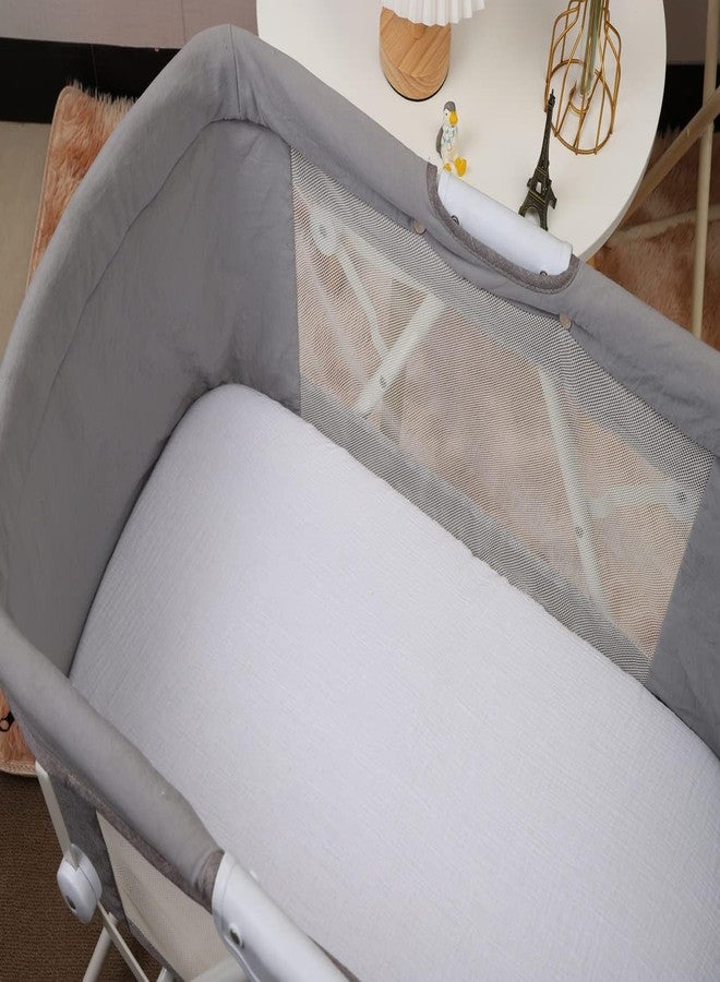 Onacosht Muslin Bassinet Sheets 33" x 19" Compatible with Mika Micky, KoolaBaby (3 in 1), BabyBond, HARPPA and RICUTON Bedside Bassinet, 2 Pack for Baby Boy and Girl, White and Grey - Image 5