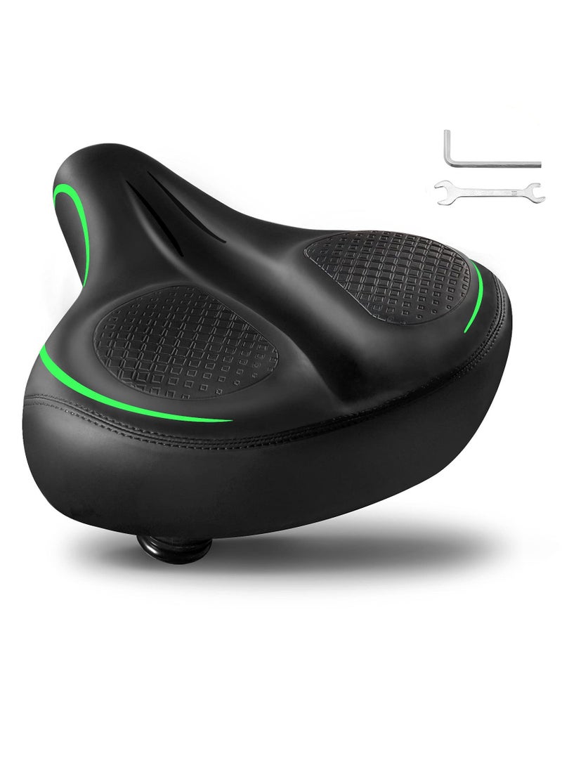 Captaintech Comfortable Oversized Bicycle Seat with Extra Thick Dual Shock Ball Memory Foam, Wide Saddle for Unisex Sport or Road Bikes, Easy Installation with Included Tool.  - Image 1