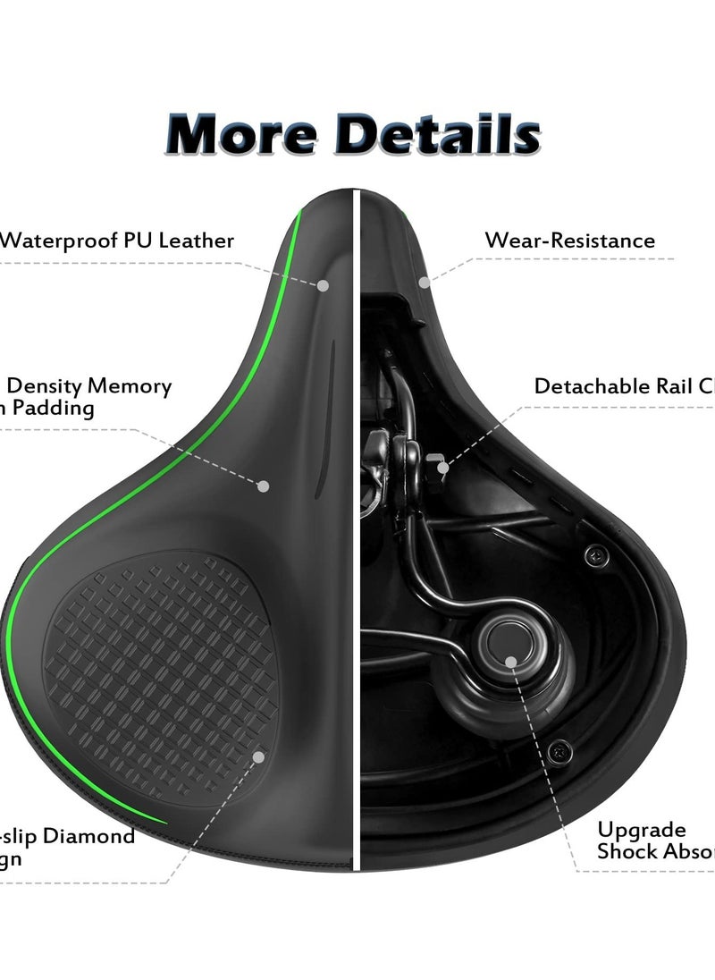 Captaintech Comfortable Oversized Bicycle Seat with Extra Thick Dual Shock Ball Memory Foam, Wide Saddle for Unisex Sport or Road Bikes, Easy Installation with Included Tool.  - Image 3