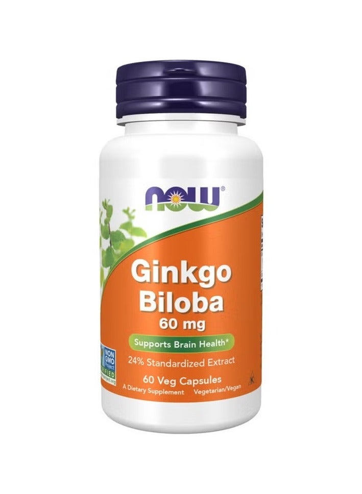 now Ginkgo Biloba 60 mg Veg Capsules 60s