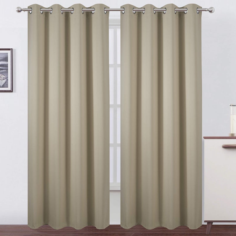 LEMOMO Beige Blackout Curtains52 x 108 InchSet of 2 Panels Room Darkening Curtains for Bedroom