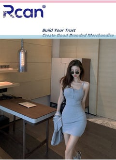 Cotton Tight Backless Suspender Dress Women's Babydoll Sleeveless Buttoned Short Elastic Suspender Bottoming Dress Women's Home Soft Nightgown Large Size