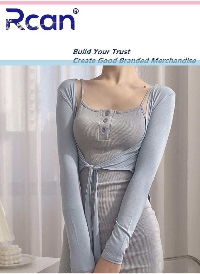 Rcan - Cotton Tight Backless Suspender Dress Women's Babydoll Sleeveless Buttoned Short Elastic Suspender Bottoming Dress Women's Home Soft Nightgown Large Size - Image 1