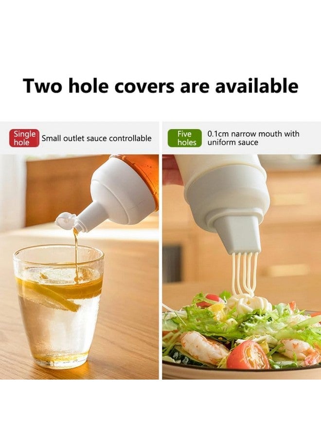 Entisia Entisia Squeeze Bottle - Plastic 5 Hole Multipurpose Sauce Squeeze Bottle Ketchup Mayonnaise Refillable Dispenser with Leak Proof Cover Cap, Sauce Dispenser Bottle(350 ML,3) - Image 2