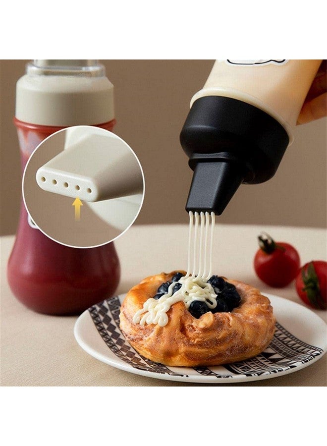 Entisia Entisia Squeeze Bottle - Plastic 5 Hole Multipurpose Sauce Squeeze Bottle Ketchup Mayonnaise Refillable Dispenser with Leak Proof Cover Cap, Sauce Dispenser Bottle(350 ML,3) - Image 3