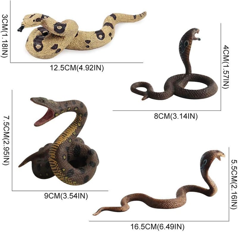 Excefore Realistic Wild Life, 4Pcs Action Model Lifelike Snake Toy Figurines Prank Props Stress Relif Toys Educational Toys Birthday Gift for Kids - Image 5