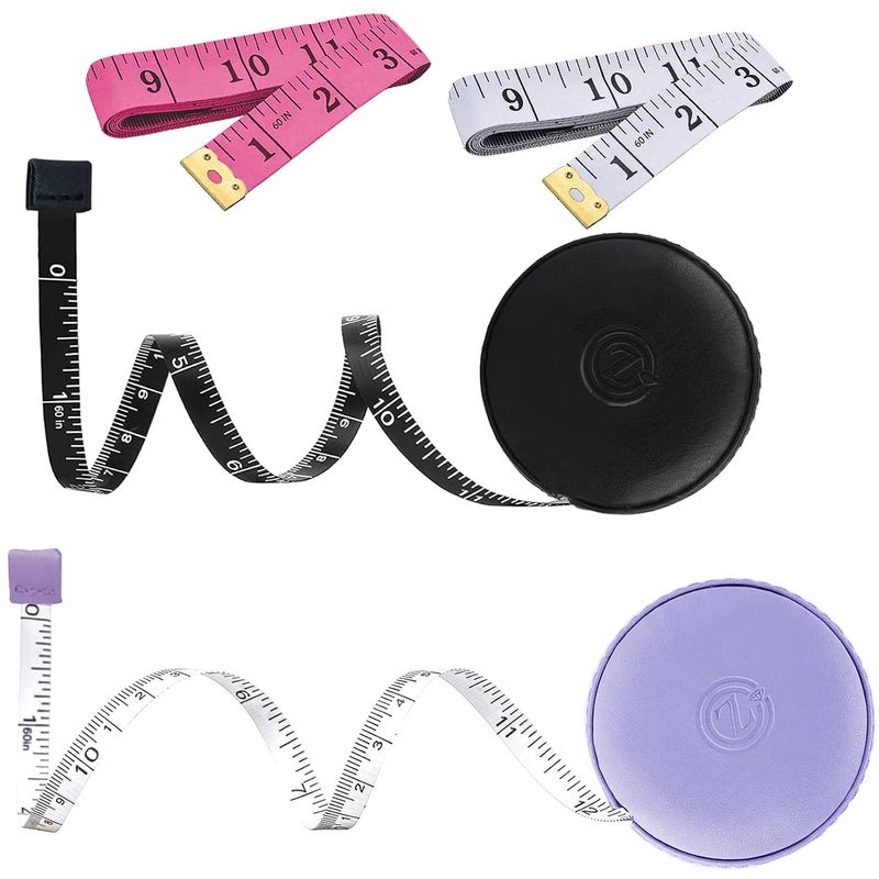 Z_جوده وثقه Tape Measure, 4 Pack Measuring Tape for Body Cloth Measurement Tape for Sewing Tailor Fabric Measurements Double Scale Soft Pink & White Tape Measure Retractable Measuring Tape Set - Image 1