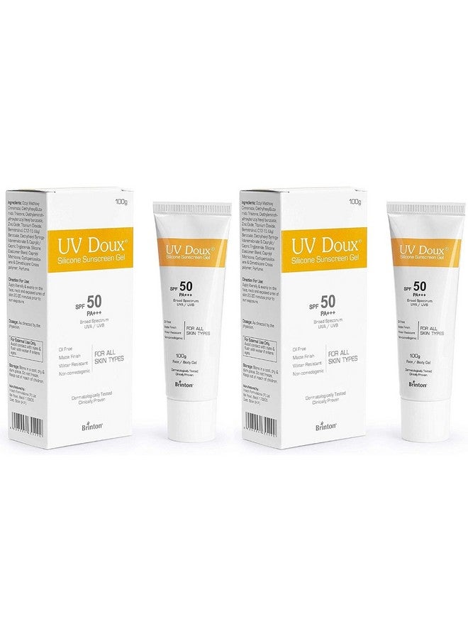 Brinton جل واقي شمس للوجه والجسم من برينتون هيلث كير يوفدوكس مع SPF 50 PA+++ بلمسة نهائية غير لامعة وصيغة خالية من الزيت | واقي شمس مقاوم للماء | حماية ضد أشعة UVA/UVB (100 جرام) عبوة من 2 - لجميع أنواع البشرة - Image 1