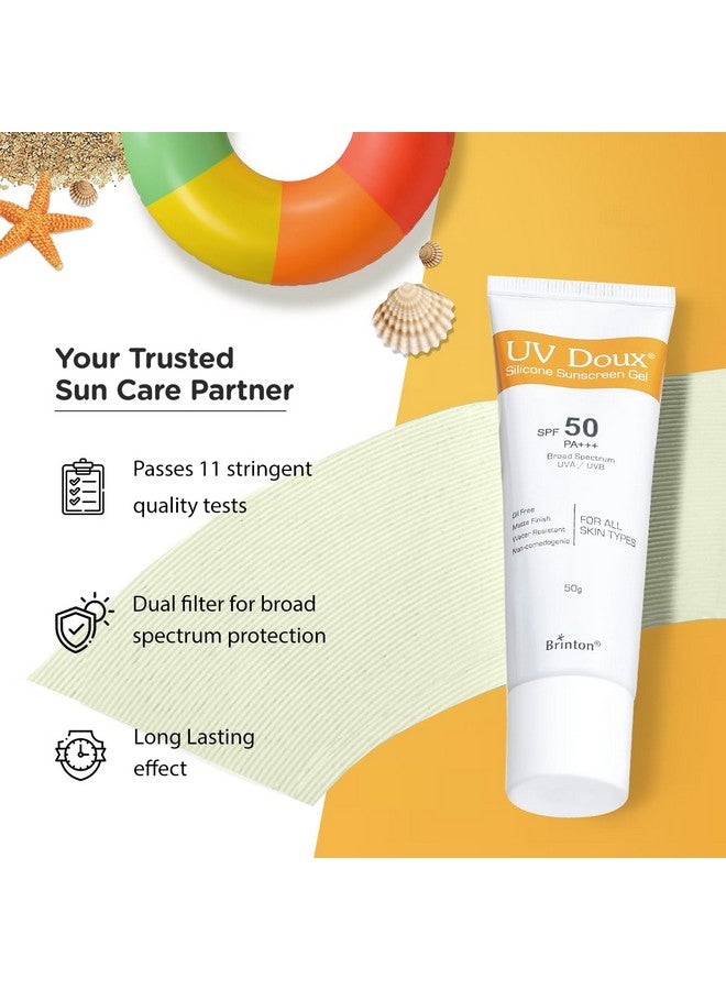 Brinton جل واقي شمس للوجه والجسم من برينتون هيلث كير يوفدوكس مع SPF 50 PA+++ بلمسة نهائية غير لامعة وصيغة خالية من الزيت | واقي شمس مقاوم للماء | حماية ضد أشعة UVA/UVB (100 جرام) عبوة من 2 - لجميع أنواع البشرة - Image 4