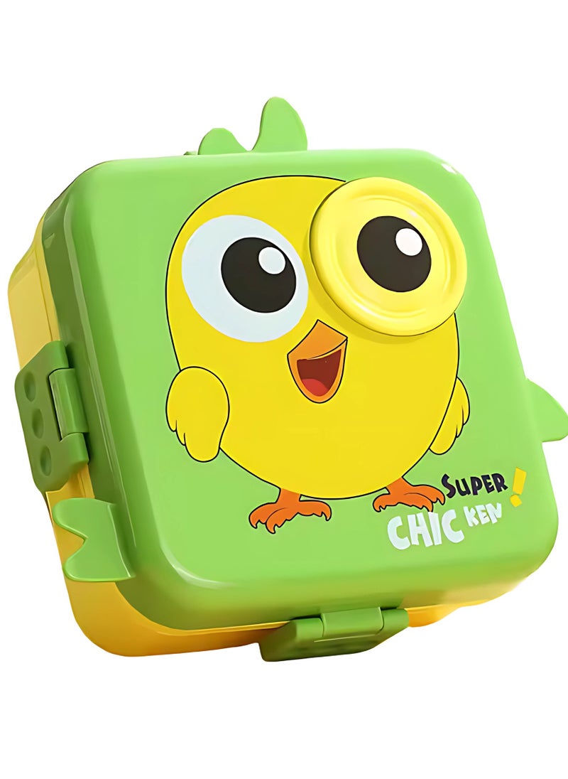 Twisoo Twisoo Kids Lunch Box with Spoon – Leakproof Double Decker Bento Box, Durable Plastic, Sealed for Freshness, Sauce Cup Included, Perfect for School & Travel, 1120ml (Bird Green)  - Image 1