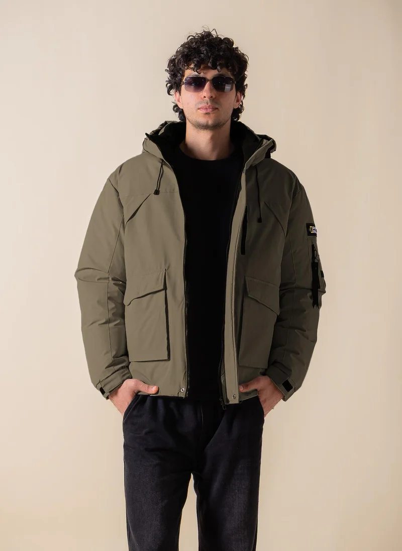 SHAPES DETAILED TECHNICAL PUFFER JACKET