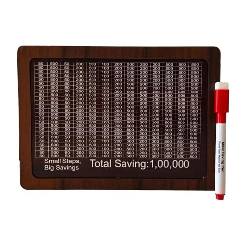 Eitheo Wooden Piggy Bank | 1 Lakh Money Saving Box with Numbers | Money Saving Challenge Box | Wood Money Bank for Adults & Kids | Cash Box | Savings Box with Counter | Money Treasure Box - Image 1